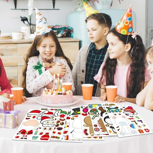 32 Sheet Christmas Stickers for Kids Make Your Own Characters