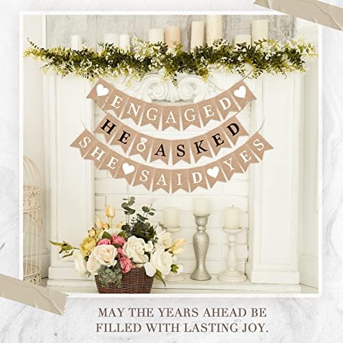 Breling 6 Pcs Engagement Banner and LED String Light Set
