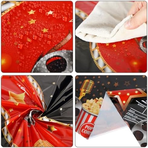 Oudain 6 Pcs Movie Night Tablecloth Set Black