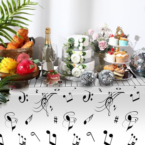 3 Pcs Musical Notes Tablecloth for Music Themed Parties