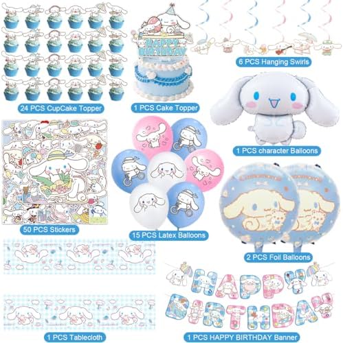 AVONO Cinnamoroll Birthday Decorations 101 Pieces Set