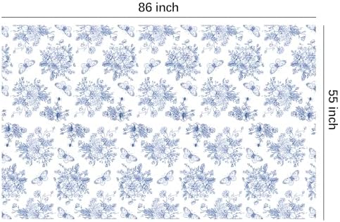 Blue and White Floral Tablecloths 3pcs Disposable Party Decorations