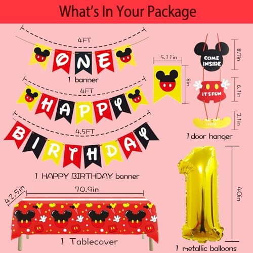 Family Pro 1st Birthday Party Supplies Decorations 58Pcs