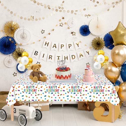 2 Packs Happy Birthday Tablecloth 54x108 Inch Decorations