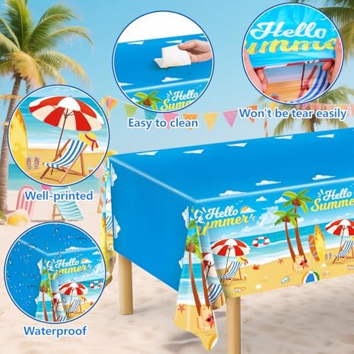 3pcs Beach Tablecloth Waterproof Summer Table Cover for Birthday Party