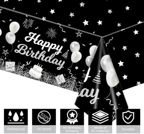 Happy Birthday Tablecloths 108x54 Inches Plastic Disposable