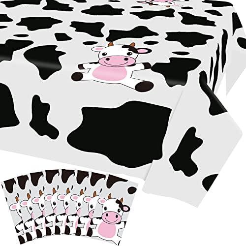 8 Pcs Cow Print Plastic Tablecloths Black White Farm Theme