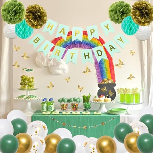 45PCS Sage Green Gold Birthday Decor Set