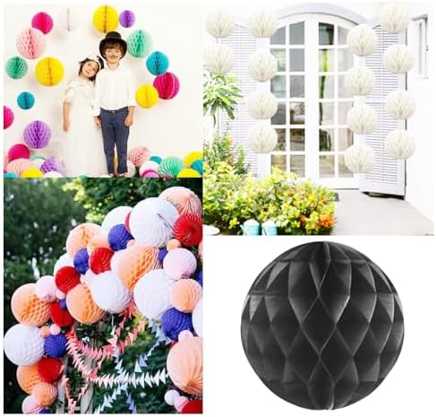 Yosawa 8 Pcs Paper Honeycomb Balls Decorations Black
