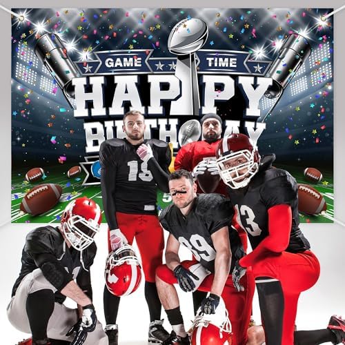 Football Birthday Backdrop Banner for Boys Girls Men 72x43in