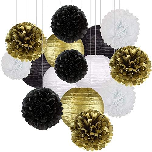 Fascola New Year Party Decor Kit Gold Black White