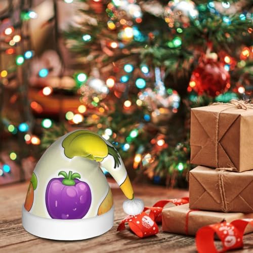 Personalized Santa Hat with Cartoon Vegetable Fruits Print