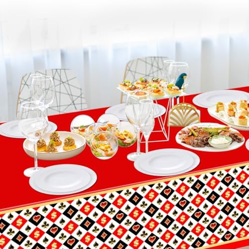 Avezano 3 Pc Casino Poker Tablecloth 54x108 Inch Party Decorations