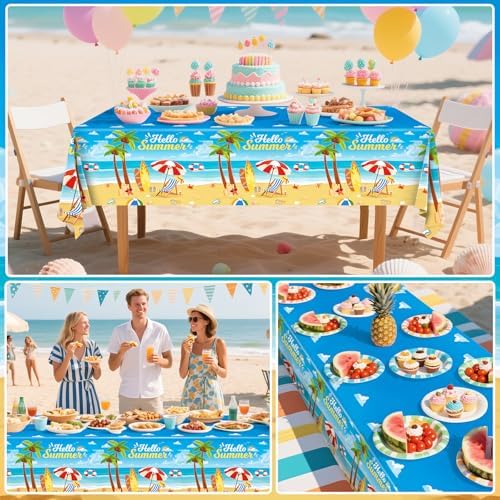 3pcs Beach Tablecloth Waterproof Summer Table Cover for Birthday Party