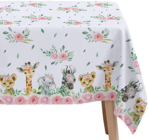 Safari Tablecloth for Girls - 4 Pack Jungle Party Decor