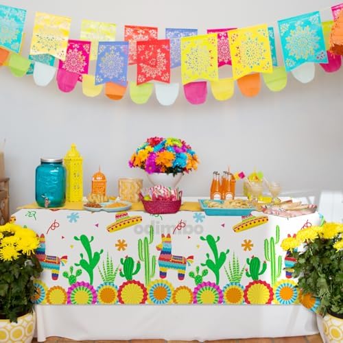Odimibo Fiesta Tablecloth Plastic Disposable