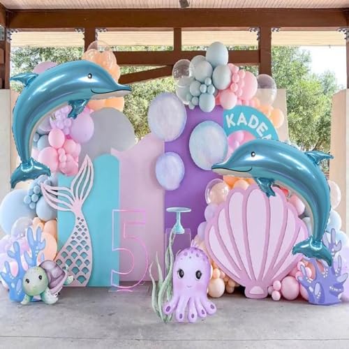 Large Dolphin Balloons 2PCS 46 Inch Ocean Animal Decorations