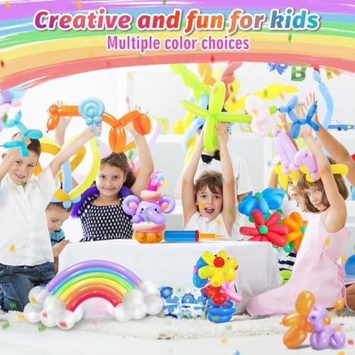 100 Pcs 260Q Balloons Kit with Pump for Kids