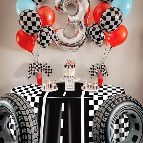 9 Pcs Racing Car Tablecloths for Round Table Party