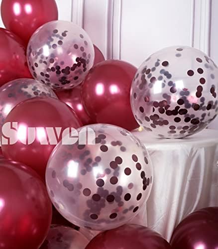 SUWEN Burgundy Balloons and Confetti Set 47PCS