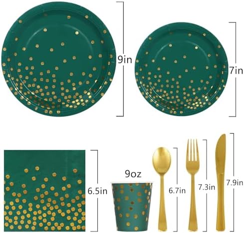 175Pcs Green Plates Napkins Party Supplies Set