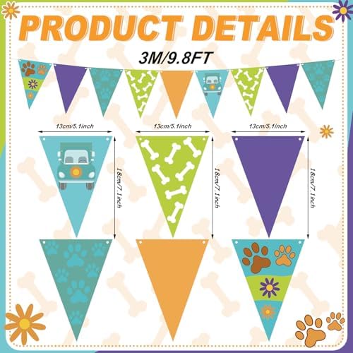 5 Pcs Cartoon Dog Triangle Pennant Banner Set