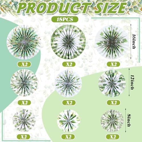 18 Pcs Eucalyptus Paper Fans Classroom Decor Set