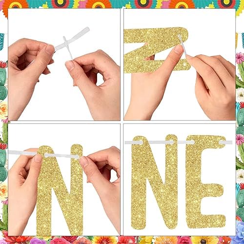 Mexican Fiesta Bridal Shower Decor Banner Gold