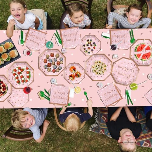 Rose Gold Birthday Party Supplies Set for 25 Guests