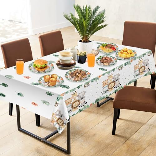 2 Pcs Jungle Safari Tablecloth - Plastic Animals Party Cover