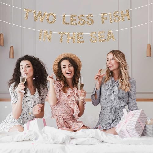 Pre-Strung Two Less Fish In The Sea Banner - Gold Glitter