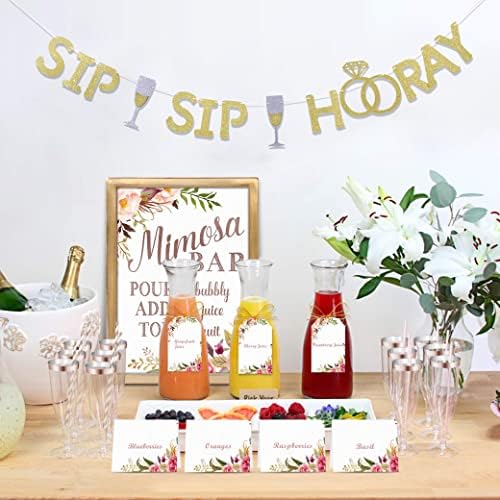 Sip Sip Hooray Banner - Gold Glitter Party Decor