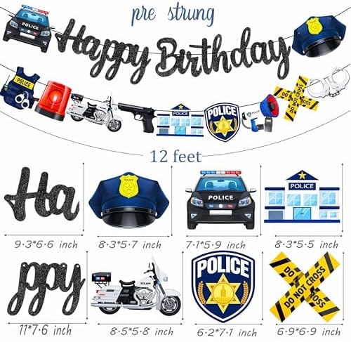Police Birthday Banners 2Pcs Cops Party Decorations
