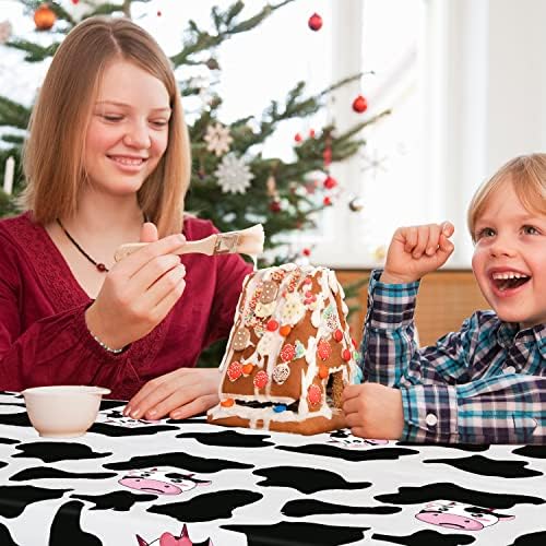 Inspireyee Cow Print Plastic Tablecloth Pack of 4 86x51 Inches