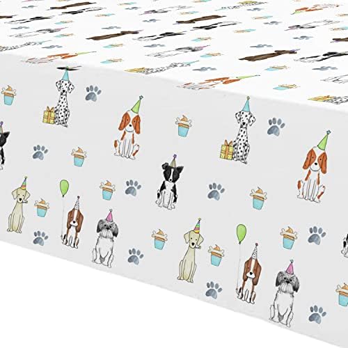 Xigejob Puppy Dog Birthday Tablecloth Set - 4 Pack 54x108 Inches