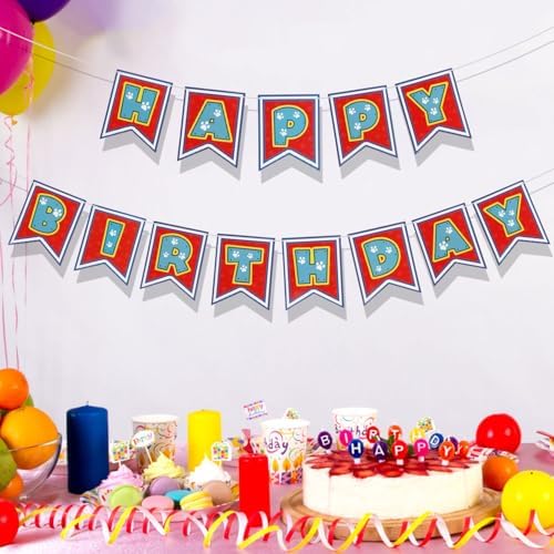 Dog Paw Happy Birthday Banner for Kids