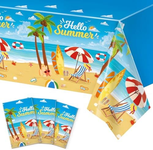3pcs Beach Tablecloth Waterproof Summer Table Cover for Birthday Party