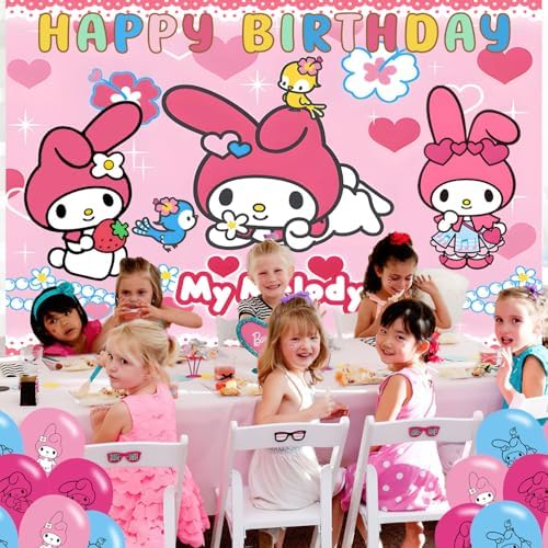 Cute Melody Birthday Backdrop Banner 5x3 for Kids