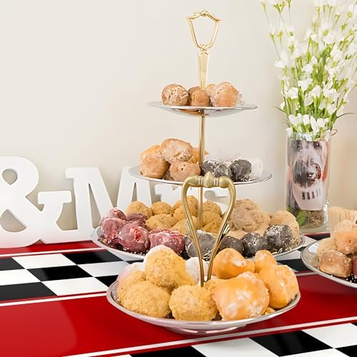 3 Pack Checkered Race Car Tablecloths for Birthday Parties