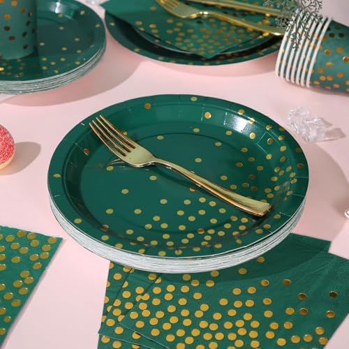 175Pcs Green Plates Napkins Party Supplies Set