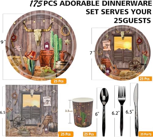 175Pcs Western Cowboy Party Supplies Set