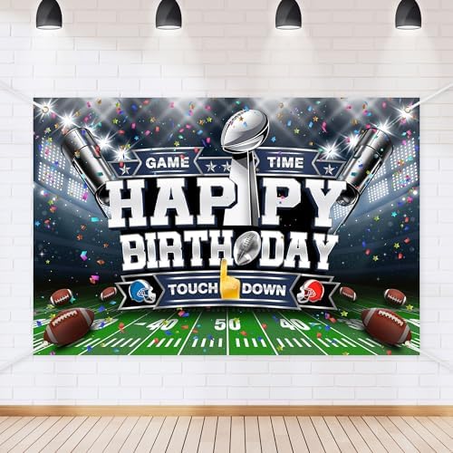Football Birthday Backdrop Banner for Boys Girls Men 72x43in