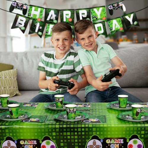 WERNNSAI Video Game Table Cover 108x54 Inch Disposable Plastic Tablecloth