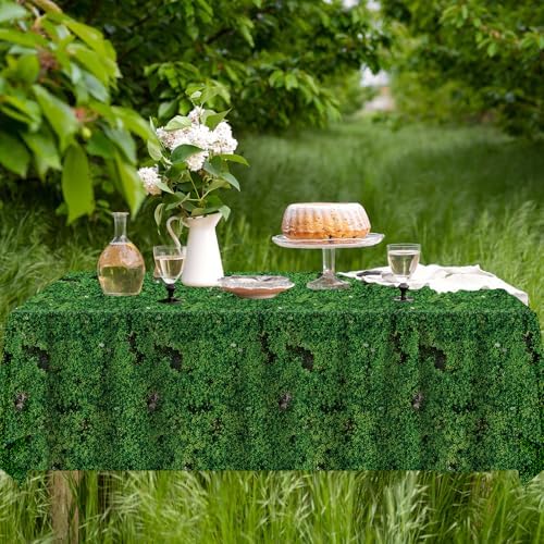 4 Pcs Green Moss Plastic Tablecloth Set