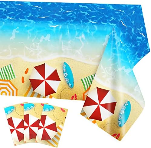 PHOGARY 3 Pieces Ocean Waves Tablecloths for Beach Parties