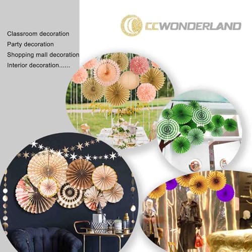 Black Round Paper Fan Decor Set of 6