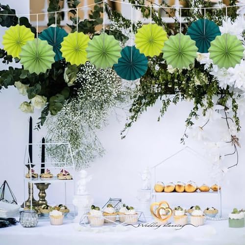 Bart Hew Green Hanging Paper Fans 8in DIY Set 30 Pack