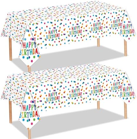 Happy Birthday Tablecloth Set of 2 with Confetti Design