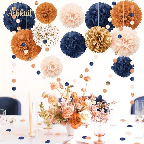 AOBKIAT Boho Wedding Party Decor Tissue Pom Poms Garland