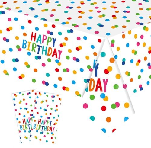 2 Packs Happy Birthday Tablecloth 54x108 Inch Decorations
